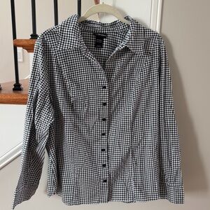 Lane Bryant Women's Houndstooth Button Up Blouse Black & White Size 18/20W